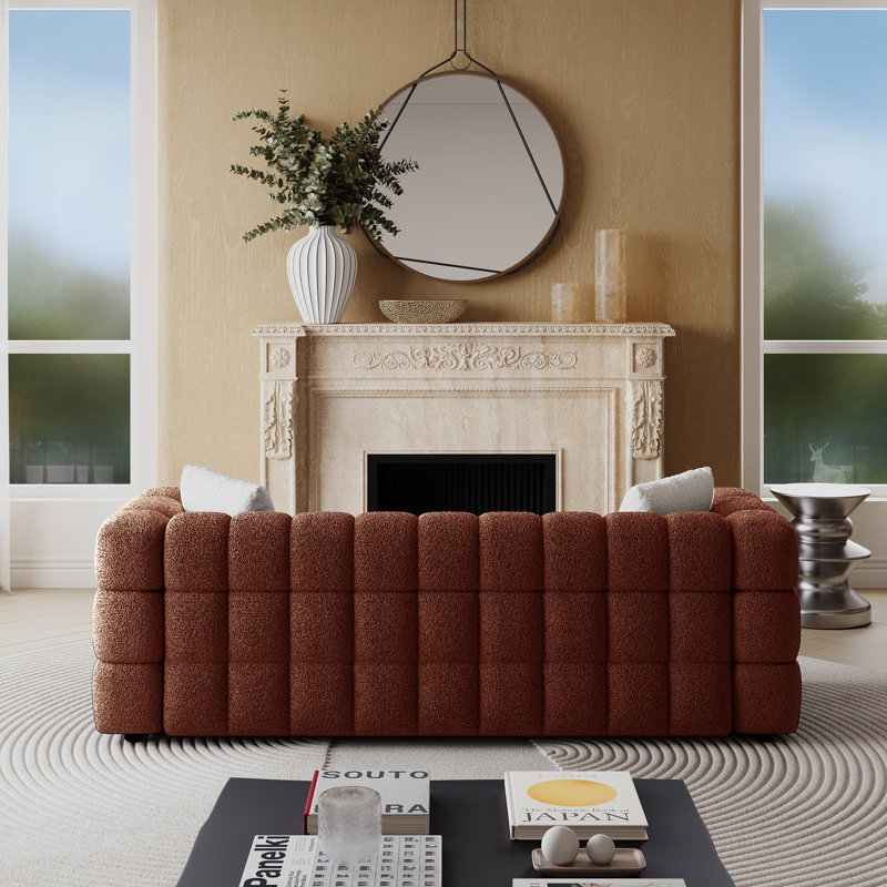 Mercer41 Monica Boucle Square Arm Sofa & Reviews | Wayfair